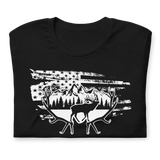 Elk, Horns, and American Flag - Short-Sleeve Unisex T-Shirt