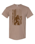 Bigfoot and Flag - Brown Short-Sleeve Unisex T-Shirt