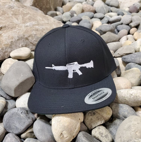AR-15 Gun Silhouette - Black Snapback Hat