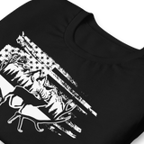 Elk, Horns, and American Flag - Short-Sleeve Unisex T-Shirt