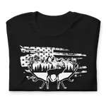 Elk, Horns, and American Flag - Short-Sleeve Unisex T-Shirt