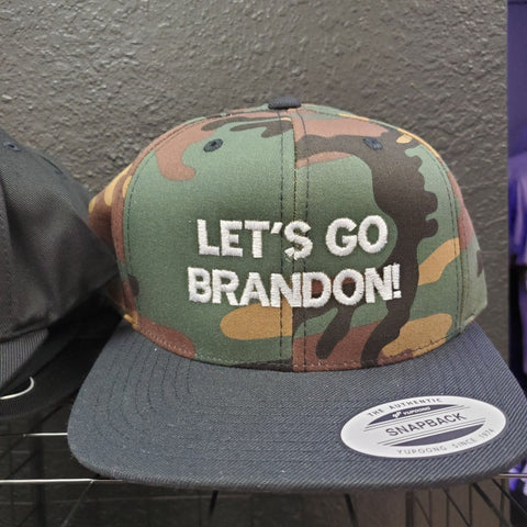 Let's Go Brandon - Green Camo/Black Flat Bill Snapback Cap